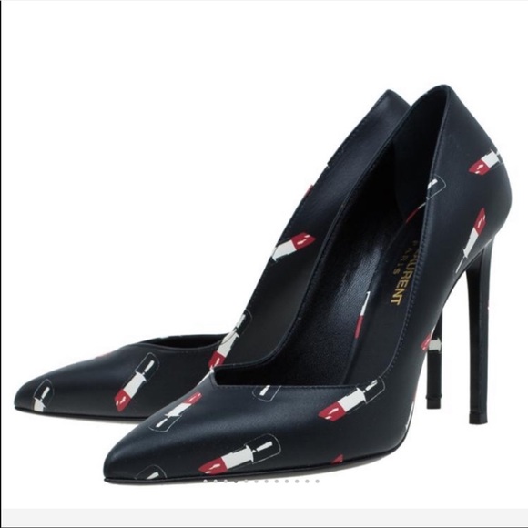 💥SOLD💥 SAINT LAURENT LEATHER LIPSTICK HEELS - Picture 3 of 13